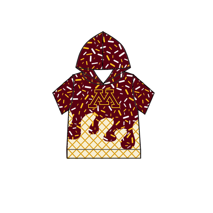Custom summer teams baby girls clothes team brick red hooded long sleeve tops and short sleeve top and dress and pants and shorts-25.5.30