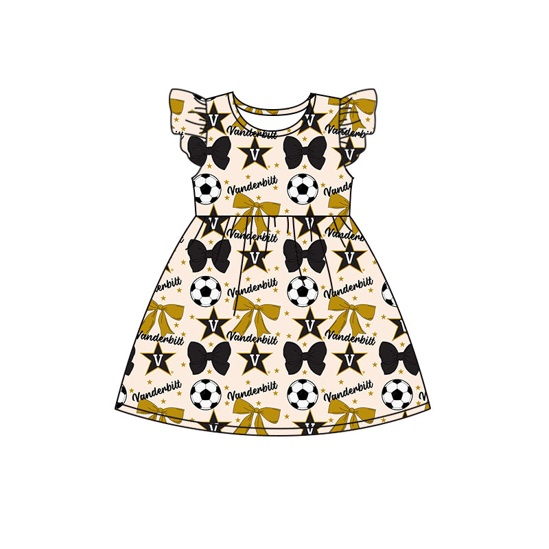 Custom moq 5 each style summer teams baby girls clothes team bow dark blue long sleeve hooded pants sets and dress 1 and dress 2 and romper-25.6.14