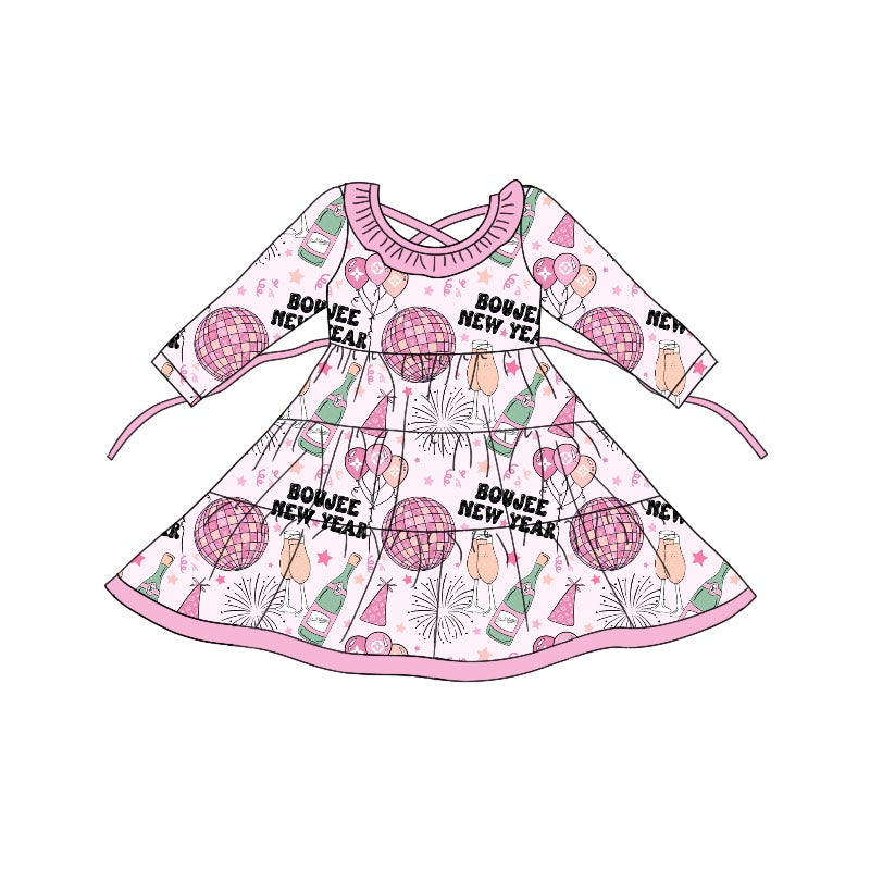 8.20 custom each style moq 5eta 4-6week baby girls clothes pink long sleeve dress