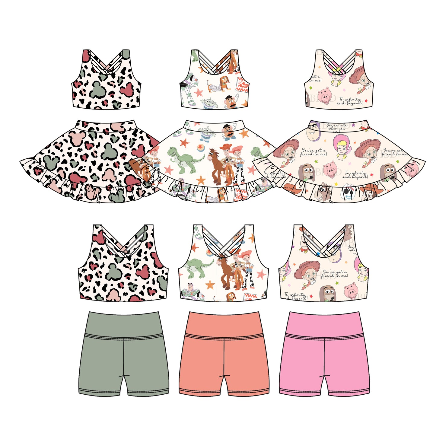3.18 custom each style moq 5eta 4-6week Sibling Sister baby girls clothes Short sleeve yoga shorts sets and dress match family design