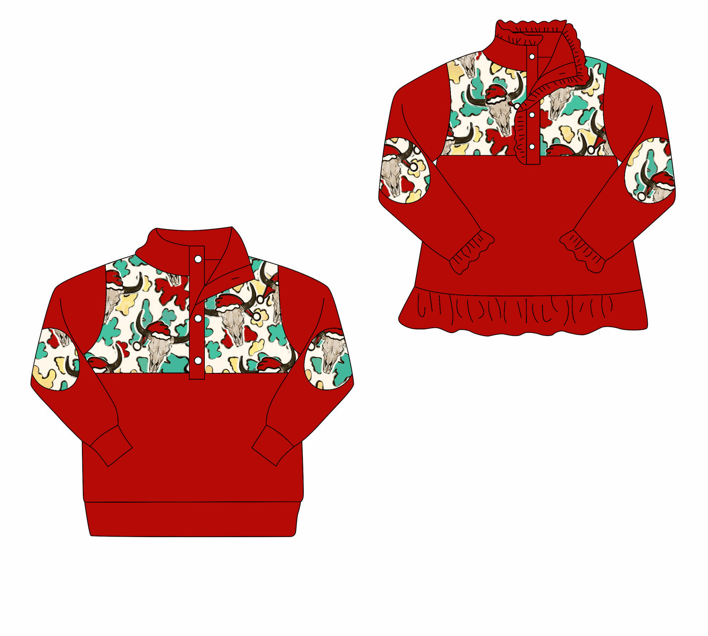 25.8.25 custom each style moq 5eta 4-6week Sibling Sister Christmas cow head red baby boy long sleeve top 2