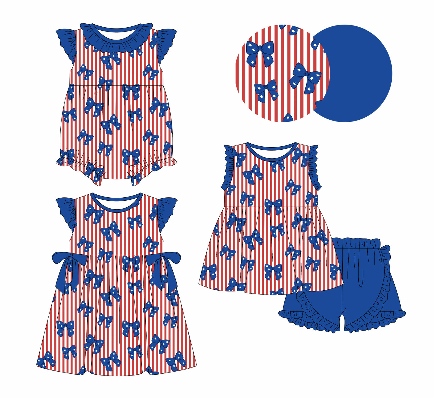 25.12.29 custom each style moq 5 eta 6-8week Sibling Sister bow baby short sleeve shorts sets and romper and dress match design
