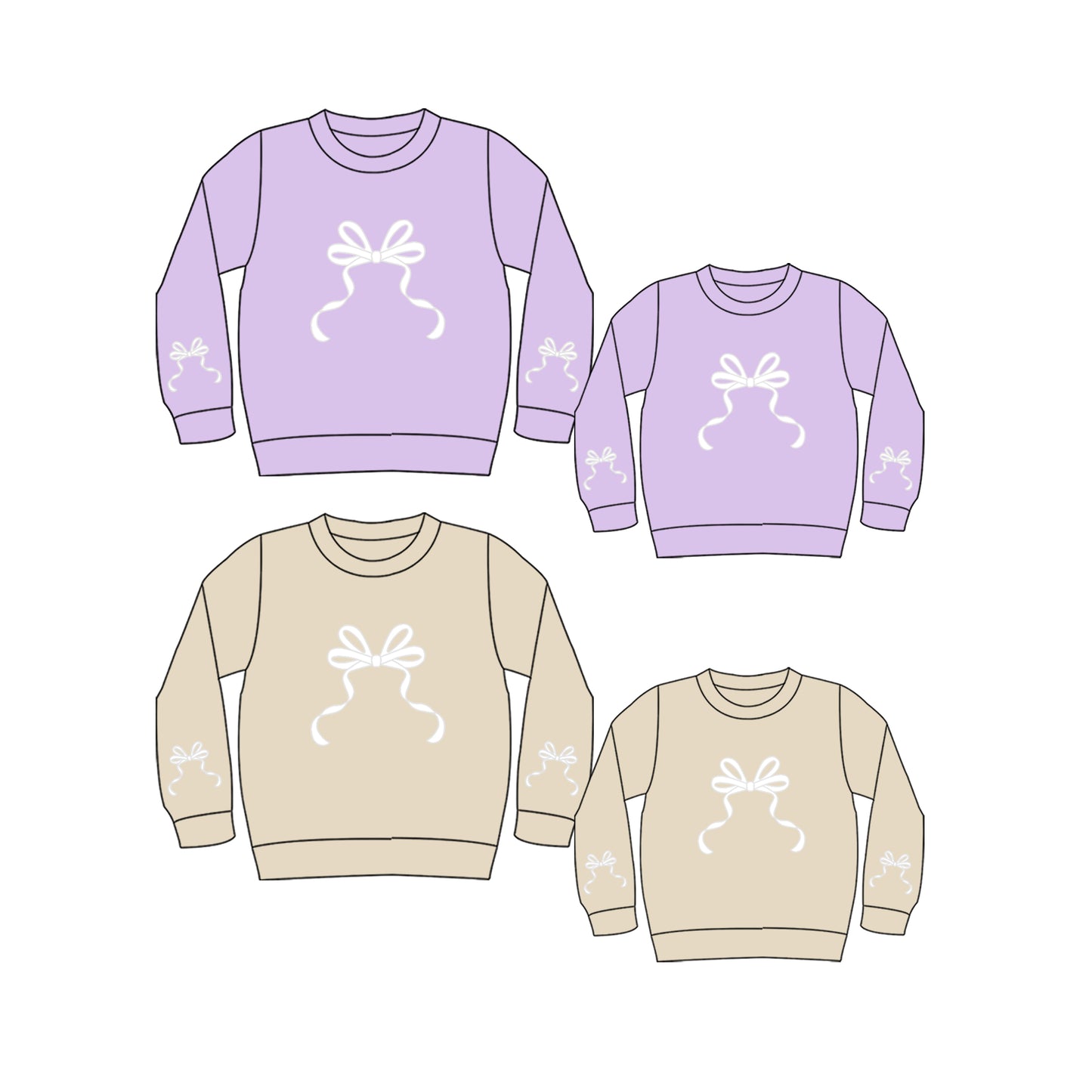 25.9.14 custom each style moq 5eta 4-6week Sibling Sister bow baby long sleeve top 2 and adult top 2 match design