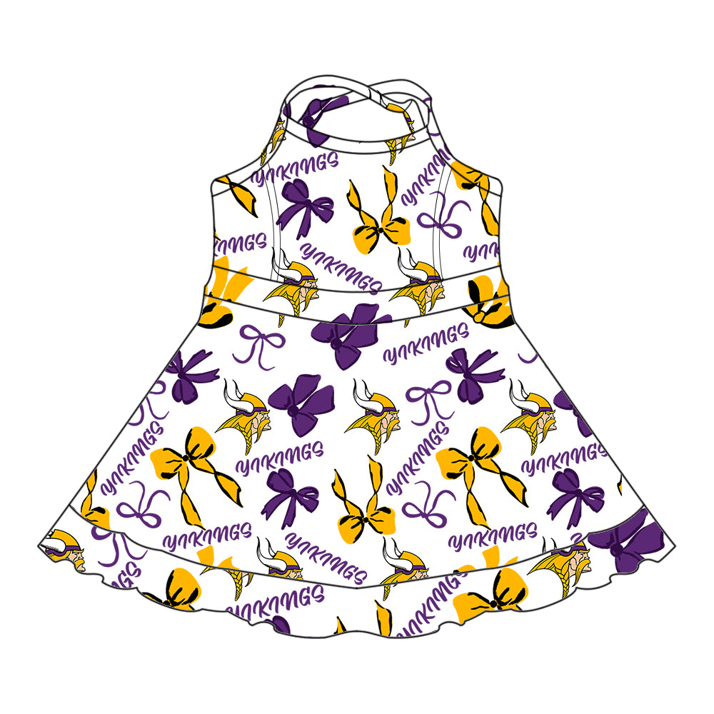 Custom moq 5 mix sizes summer teams baby girls clothes team purple short sleeve skirts shorts sets 1 and skirts sets 2 and and skirts sets 2 and dress 1 and dress 2 and dress 3 and dress 4-25.6.9