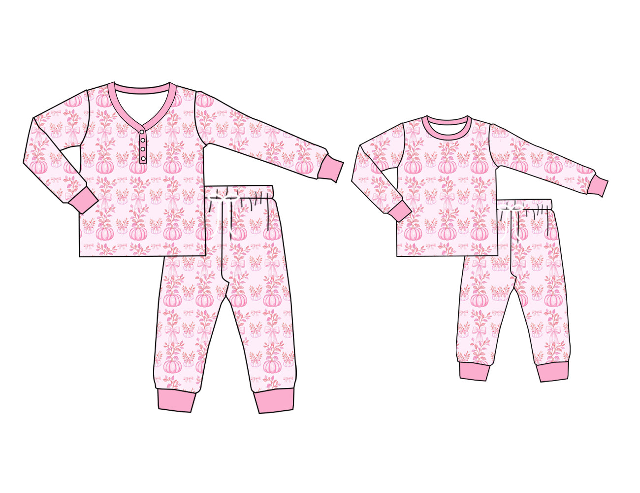 25.5.19 custom each style moq 5eta 4-6week Sibling Sister pumpkin long sleeve pants sets and adult sets match design