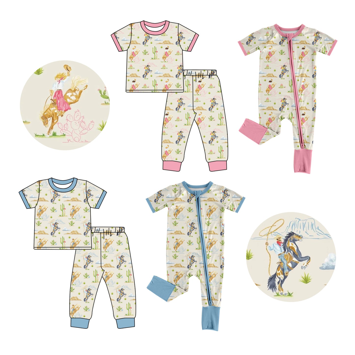 25.12.27 custom each style moq 5 eta 6-8week Sibling Sisters riding horse aby girl short sleeve pants sets 2 and romper 2 match family design