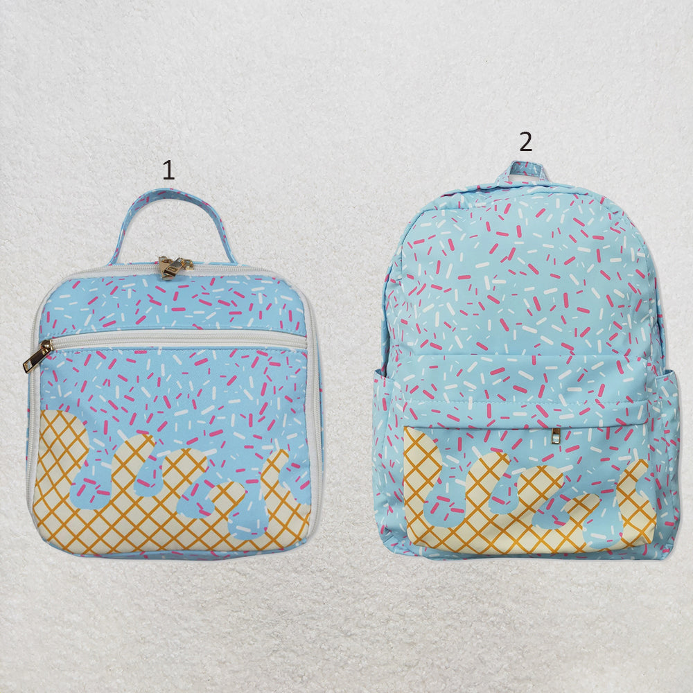 RTS NO MOQ Sibling Bags Baby Kids Blue Team Sprinkles Drips Print Backpacks Bags Boxes