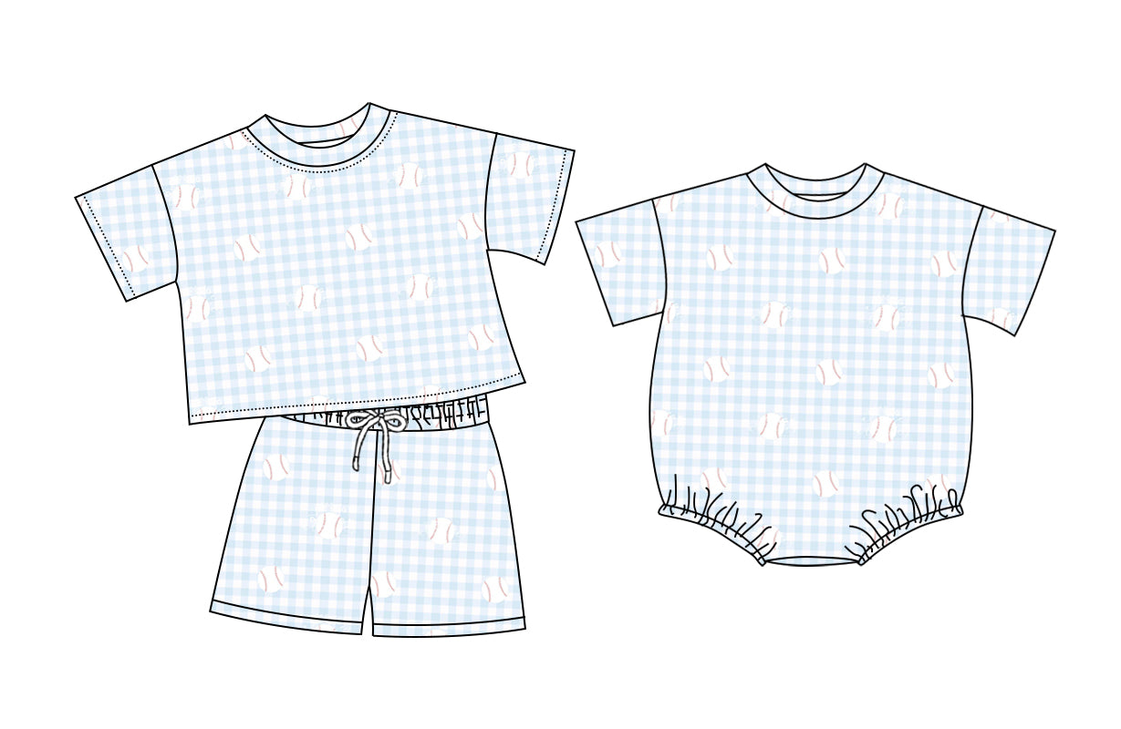 26.1.12 custom each style moq 5 eta 6-8week Sibling Sister baseball baby girl short sleeve shorts sets and romper match design