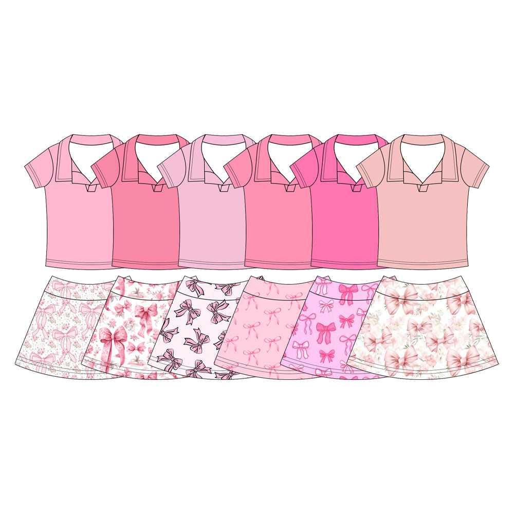 25.12.9 custom each style moq 5 eta 6-8week Sibling Sisters bow baby girl clothes sleeveless skirts sets 6 match family design