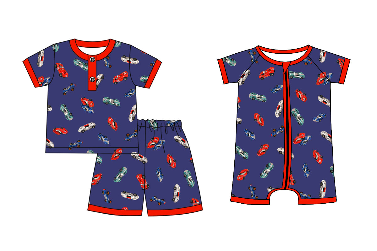 3.4 custom each style moq 5eta 4-6week Sibling Sister cars baby girl short sleeve shorts sets and romper match design