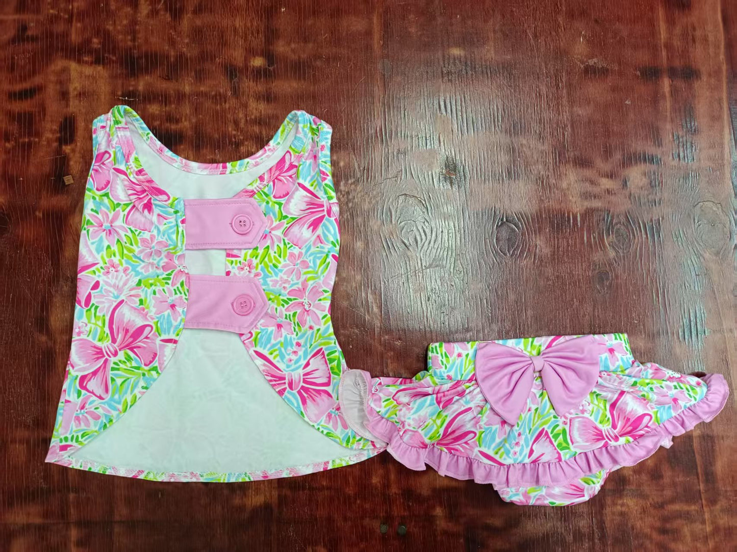Custom moq 3 eta 6-7weeks baby girl clothes floral sleeve briefs sets