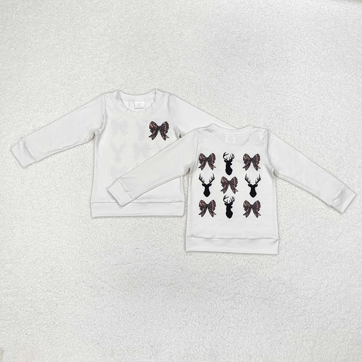 RTS NO MOQ Baby Girls Bows Ducks Deer Hunting Season Tee Shirts Tops