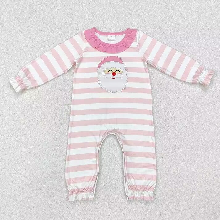 RTS NO MOQ Santa Claus pattern blue striped long-sleeved suit-membrella & pink striped long-sleeved suit-membrella