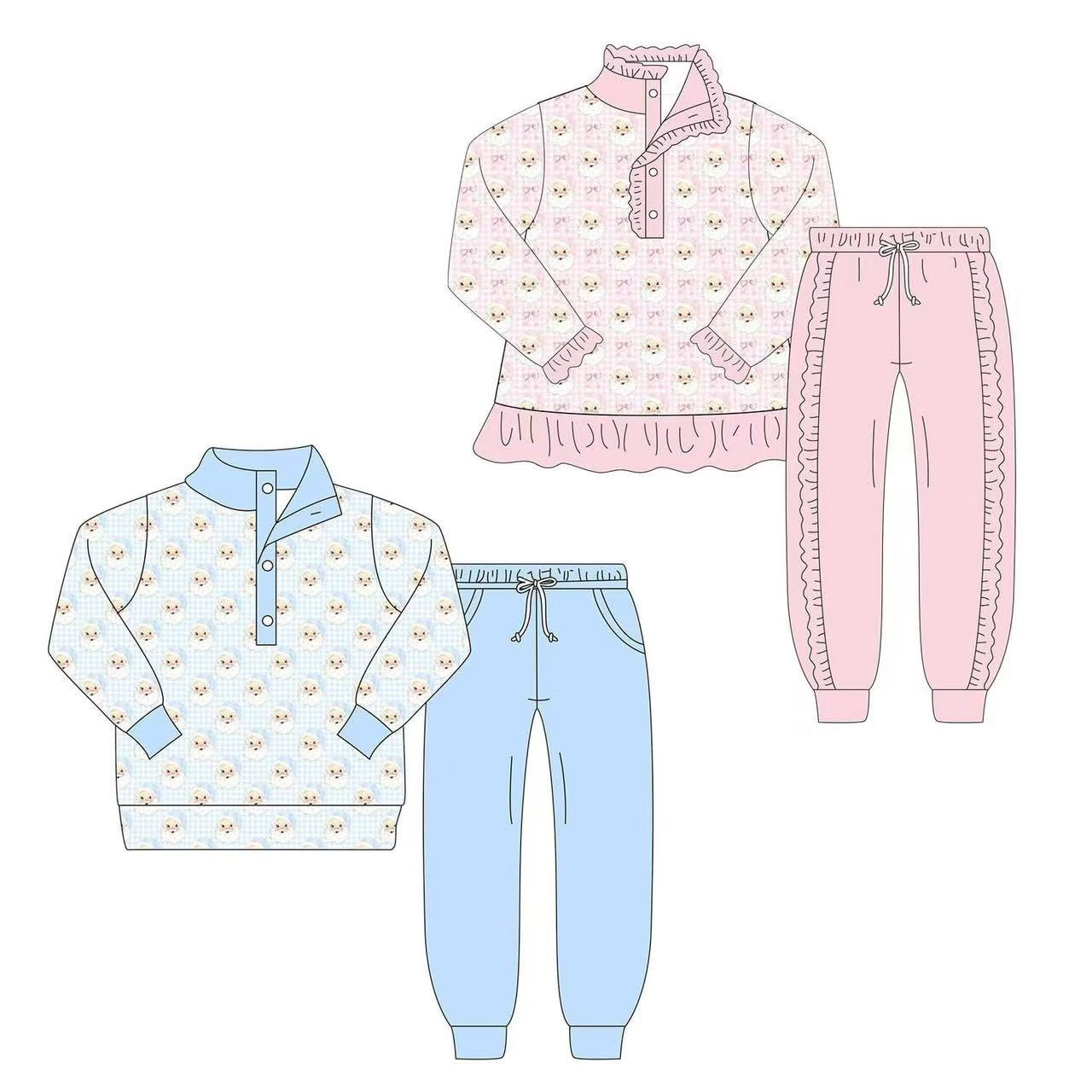 Custom moq 5 each style eta 6-7weeks baby girl clothes Christmas long sleeve sets