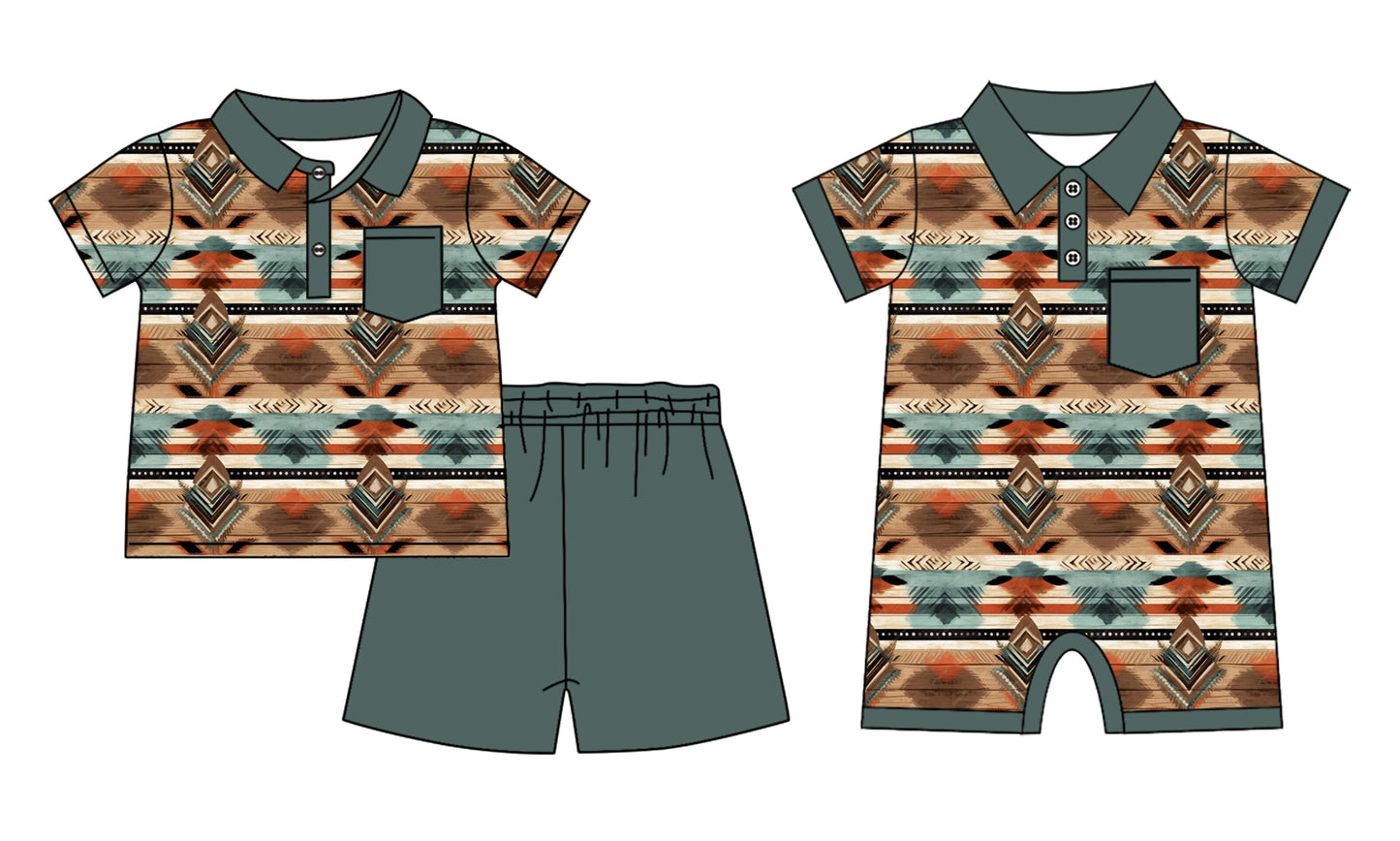 11.22 custom each style moq 5eta 4-6week Sibling Sister geometric baby boy short sleeve shorts sets and rompers match design