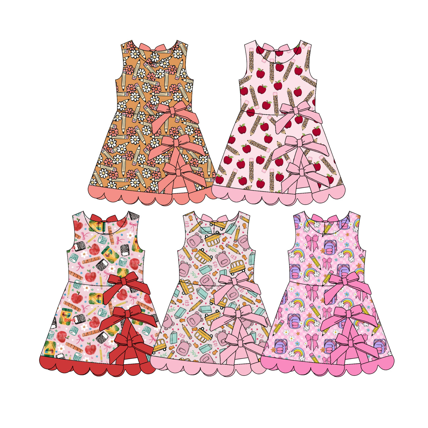 2.28 Custom moq 5 mix size Sibling Baby Girl's Back To School Sleeveless Yoga Dress Cute Toddler Girls' Summer Casual Dress