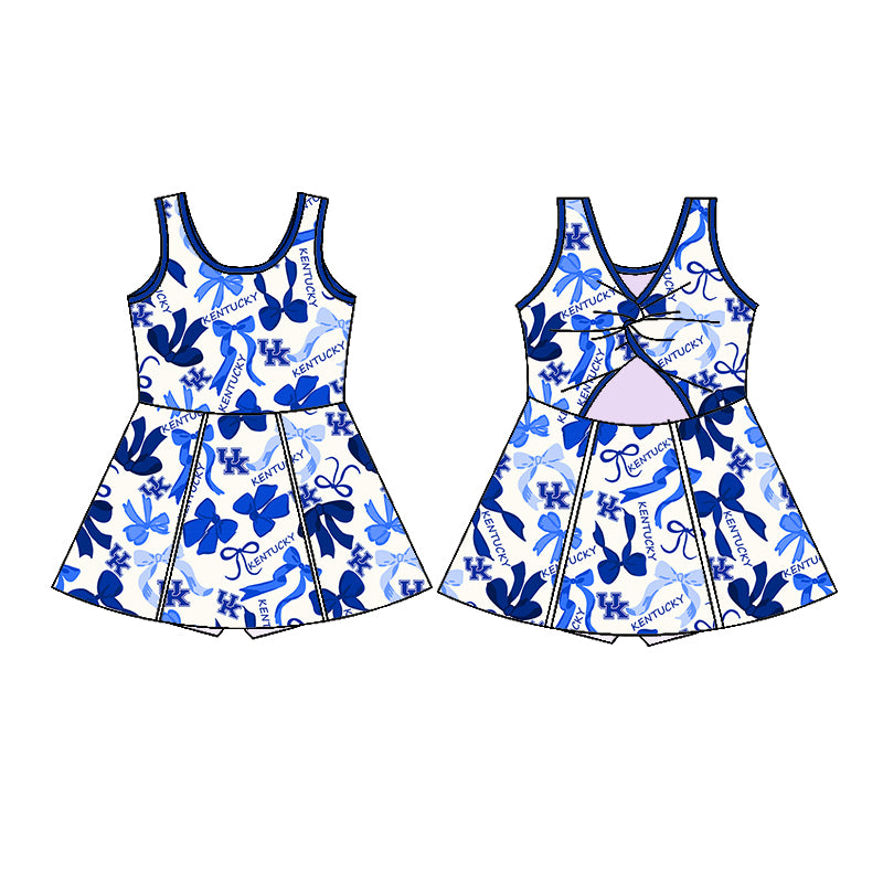 Custom moq 5 mix sizes summer teams baby girls clothes team blue short sleeve skirts shorts sets dress 1 and dress 2 and dress 3 and dress 4-25.5.14