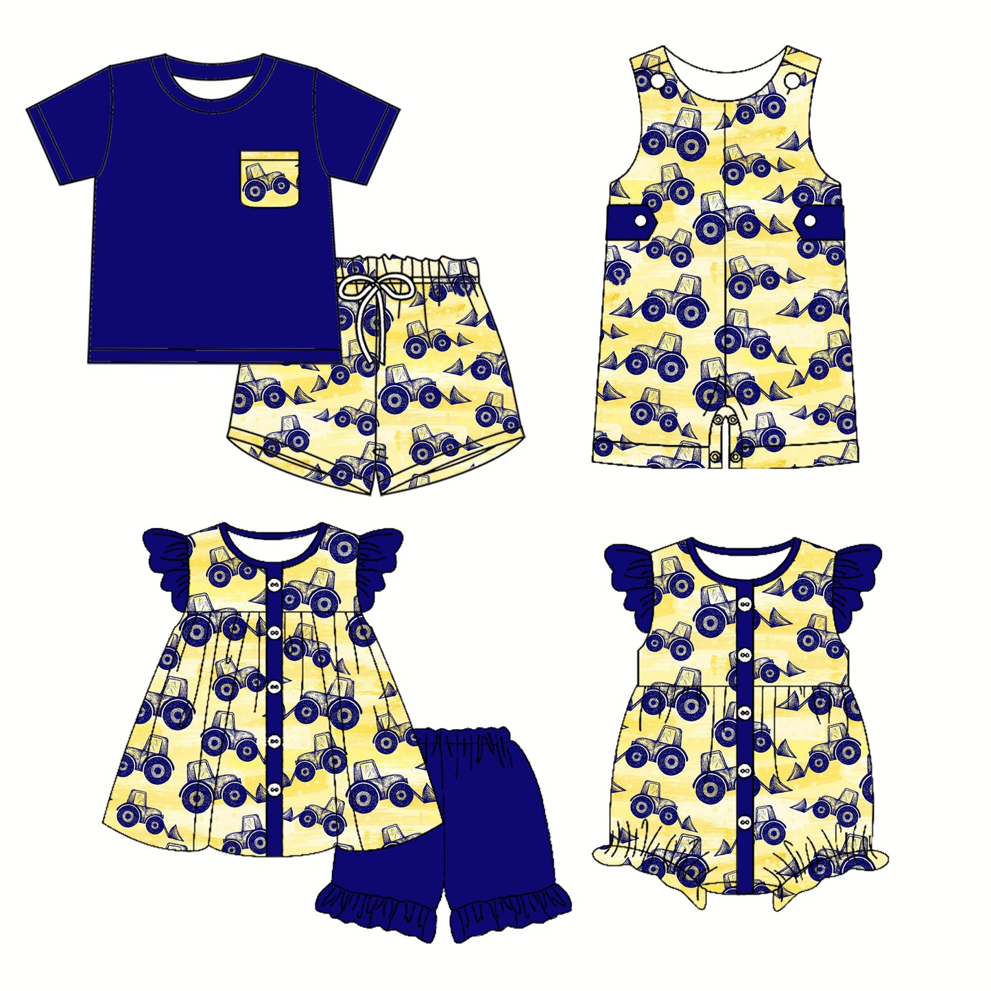 2.28 custom each style moq 5eta 4-6week Sibling Sister baby girl short sleeve shorts sets and sets 2 and boy romper and girl romper match design