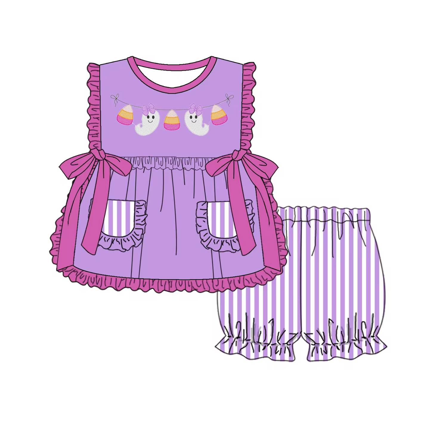 Custom moq 3 eta 6-8weeks Purple Bow Pocket Sleeveless Short Suit