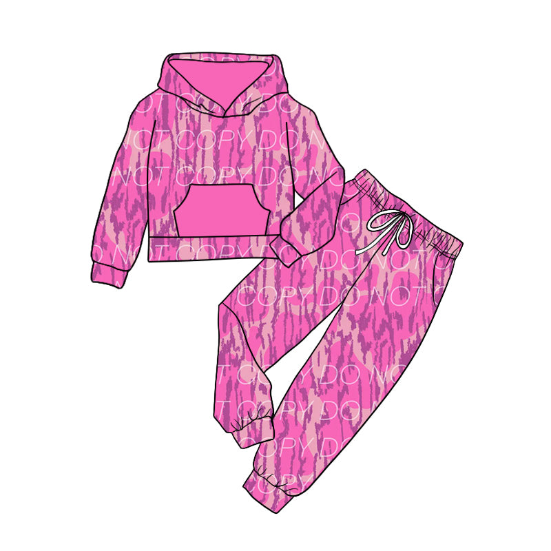 8.31 custom each style moq 5eta 4-6week baby girls clothes dark pink hooded long sleeve pants sets