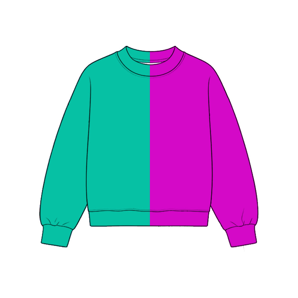 Custom moq 5 girls Blank Cotton Teal + Magenta Fabric Sweatshirt