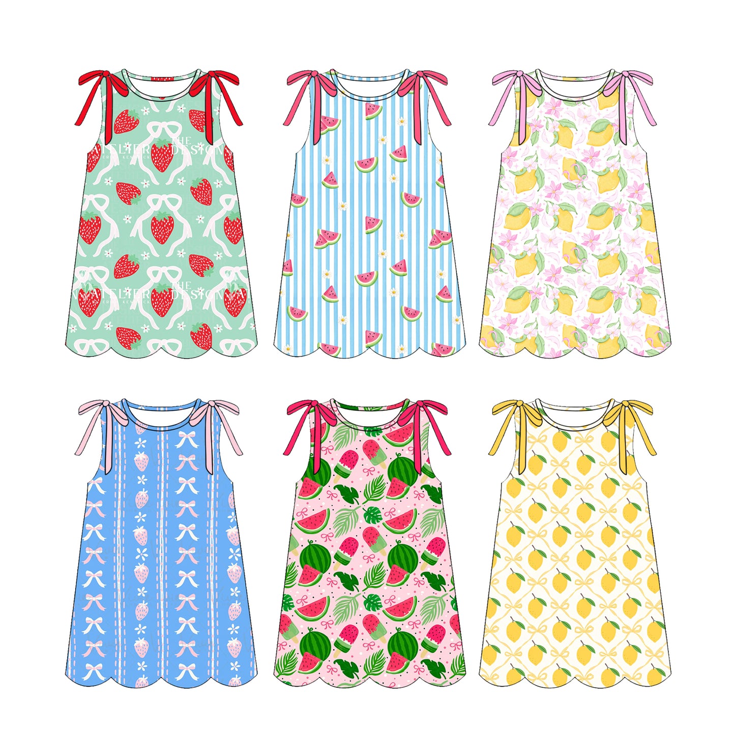 3.17 Custom moq 5 mix size Sibling Baby Girl's Fruit Print Sleeveless Dress Cute Clothing for Infants