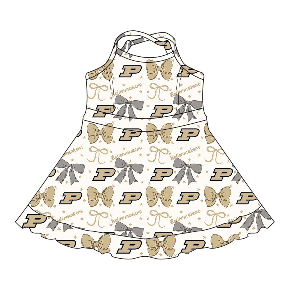 Custom moq 5 mix size milk silk summer teams baby girls clothes team bow khaki sleeveless skirts sets and dress 1 and dress 2 and dress 3-25.6.27