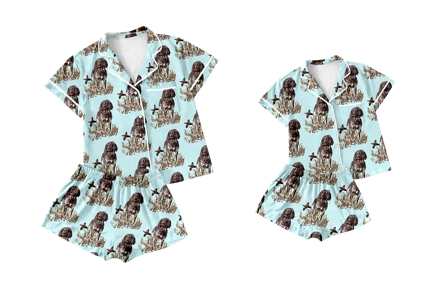 11.27 custom each style moq 5eta 4-6week Sibling Sister puppy baby boys short sleeve shorts sets and adult sets match design
