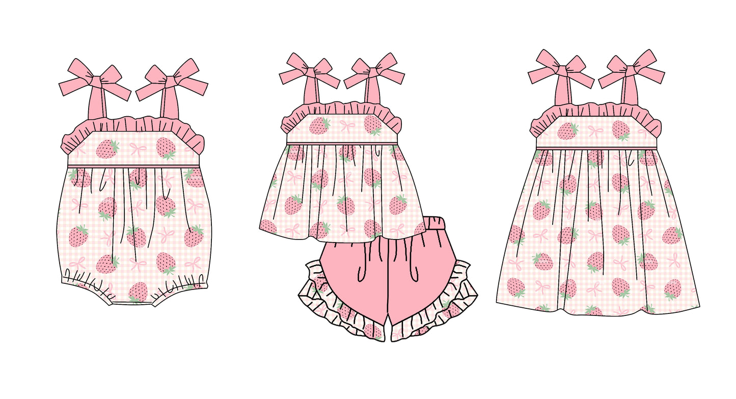 3.20 Custom moq 5 mix size Sibling Cute Clothes Baby Girl's Pink Strap Top And Short Set Matching Romper Dress for Summer