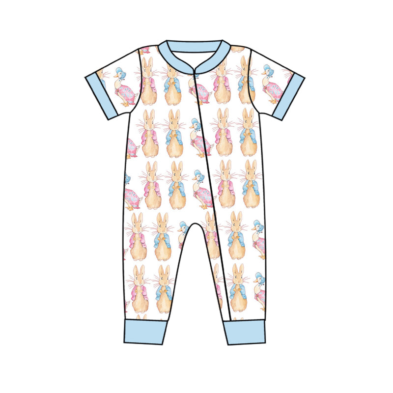 10.11 custom each style moq 5eta 4-6week Sibling Sister easter rabbit baby boys short sleeve sets and rompers match design
