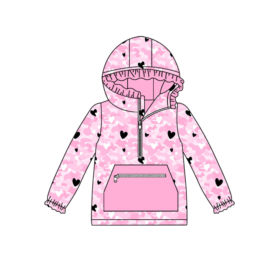 8.13 custom each style moq 5 eta 4-6week baby girls clothes pink hooded long sleeve top