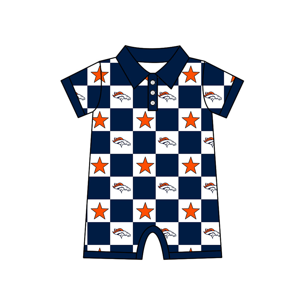 Custom moq 5 mix size milk silk summer teams Navy Blue Checked Baby Girl Sleeveless Top Skirt Short Set Dress And Shorts Yoga Outfit Boy's Top Shorts Set Romper