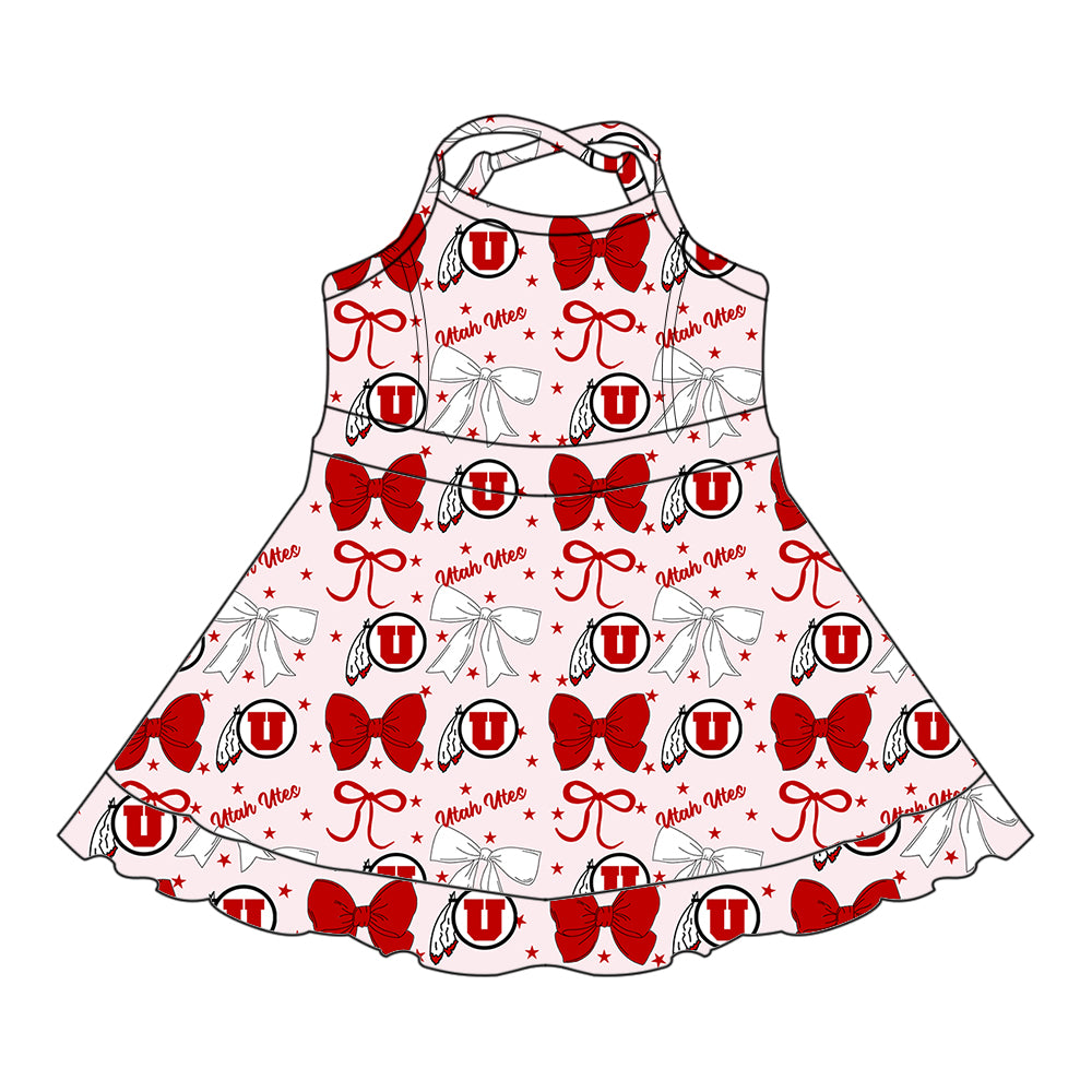 Custom moq 5 mix size milk silk summer teams baby girls clothes team bow red sleeveless skirts sets and dress 1 and dress 2 and dress 3-25.6.25