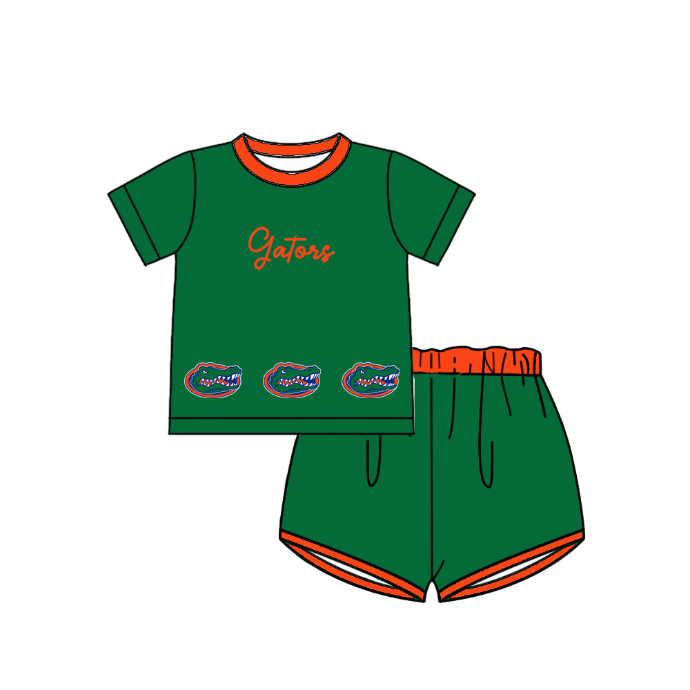 Custom moq 5 each style eta 6-8weeks baby boy clothes team green short sleeve shorts sets-25.10.14
