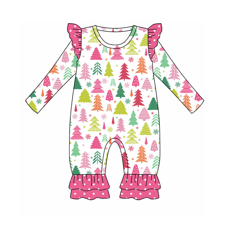 6.23 custom each style moq 5eta 4-6week Sibling Sister Christmas trees pink baby boys sets and dress and rompers match family design