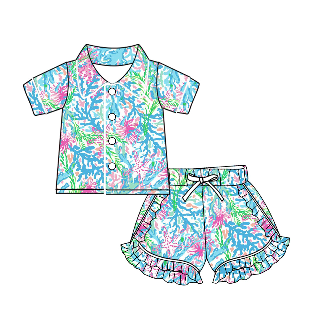 10.21 custom each style moq 5eta 4-6week baby kids clothes pattern blue short sleeve shorts pajamas sets