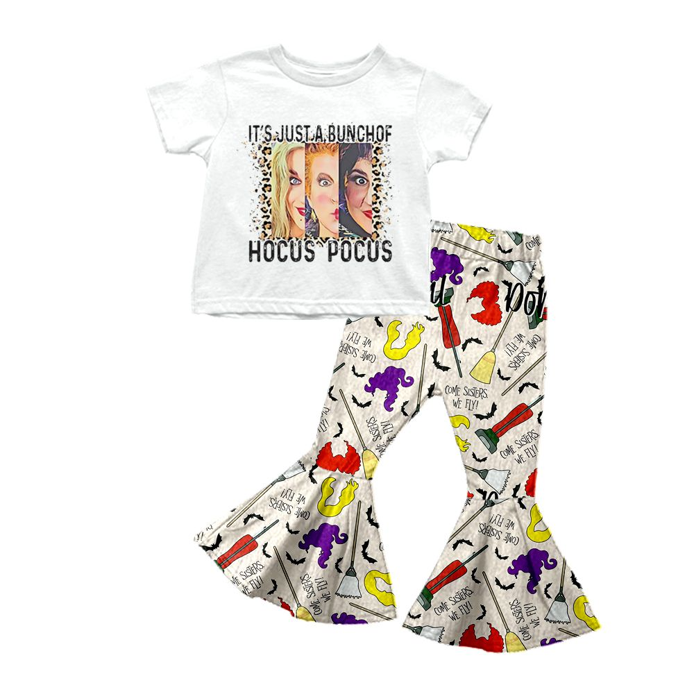 Deadline September 17 custom no moq eta 6-8weeks European and American girls white short-sleeved flared pants suit