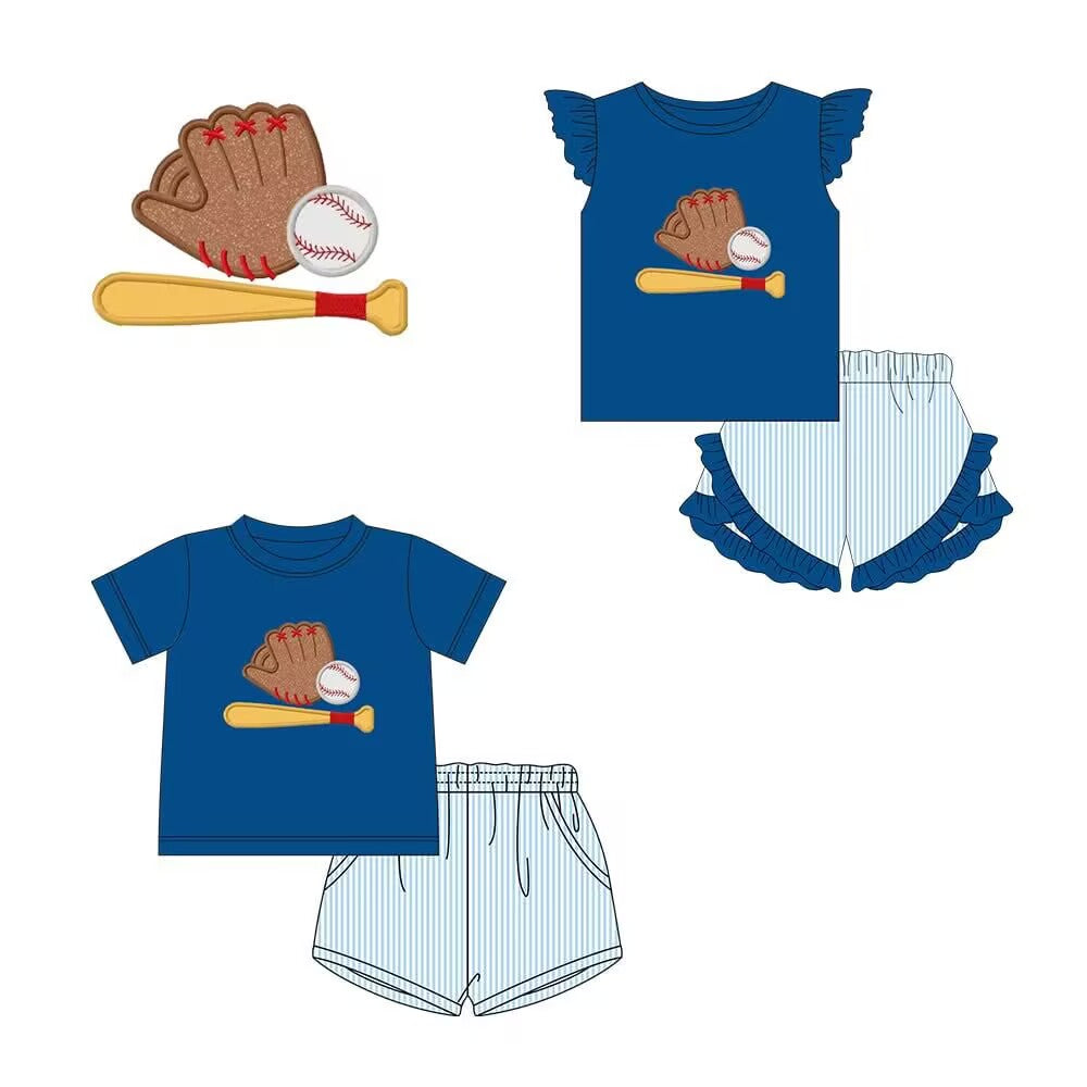 Custom moq 8 mix size eta 6-8weeks baby girl clothes baseball short sleeve shorts sets 2-25.9.11