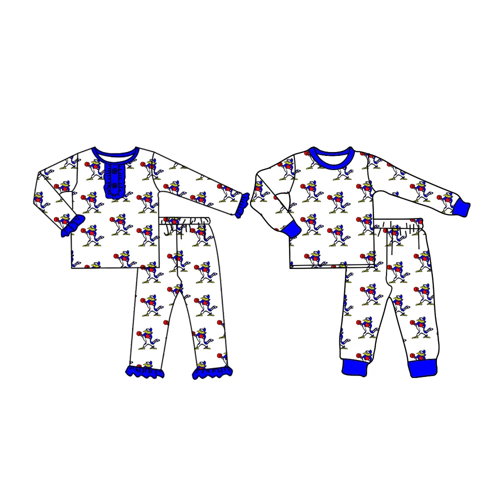 Custom moq 3 MIX SIZE eta 7/8week moq 5 eta /4/5week Blue Boxing Animal Pattern White Boys Girls Mixed Set