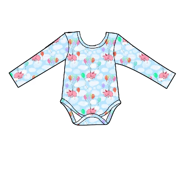 Custom moq 3 eta 6-8weeks Balloon Piggy-White Polka Dot Light Blue Long Sleeve Climbing Suit
