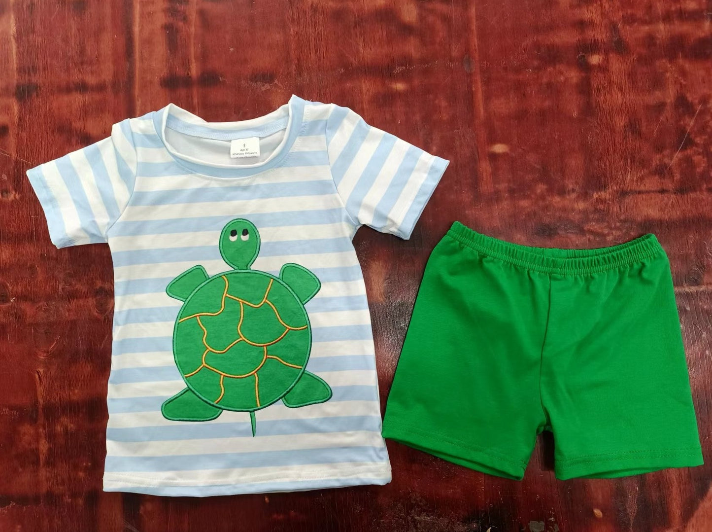 summer boys green turtle top green shorts boys sets