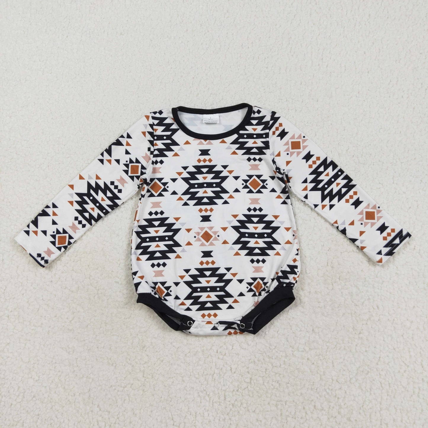 RTS NO MOQ(In Stock) Geometric meter black long-sleeved jumpsuit
