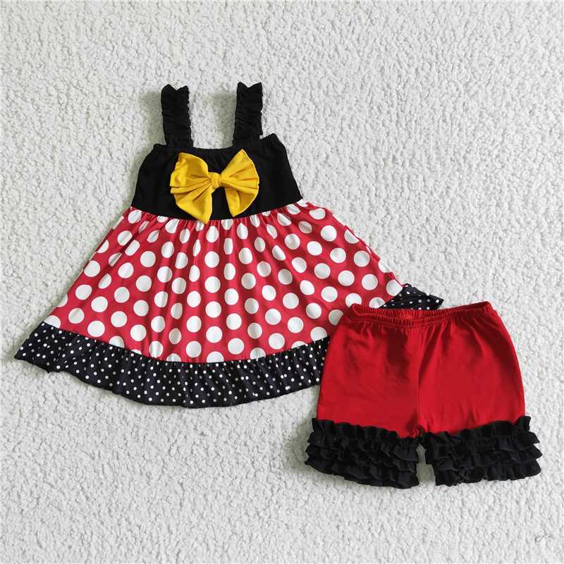 SALES NEW Baby girls polka dots bow shorts sets