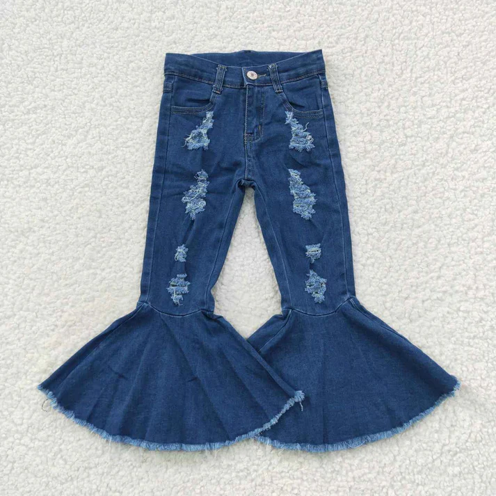 RTS NO MOQ Sibling Baby Girls Clothes Jeans: Flared & Ripped
