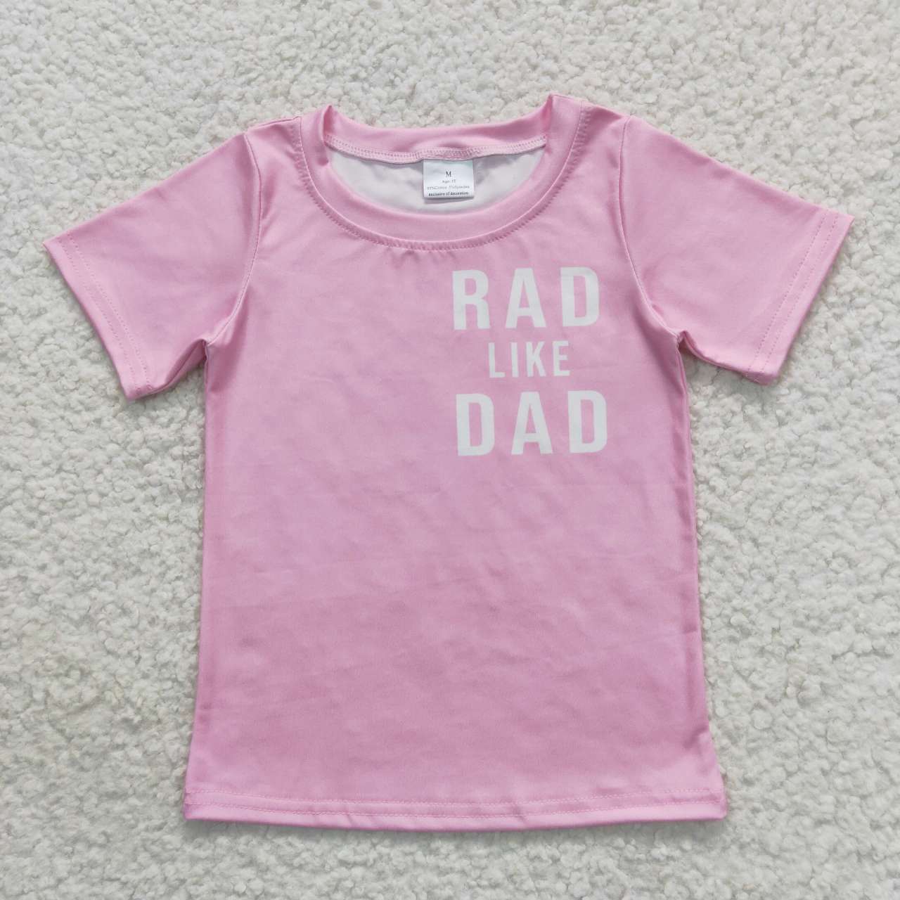 RTS NO MOQ(In Stock) rad like dad letter lightning plaid pink short-sleeved top