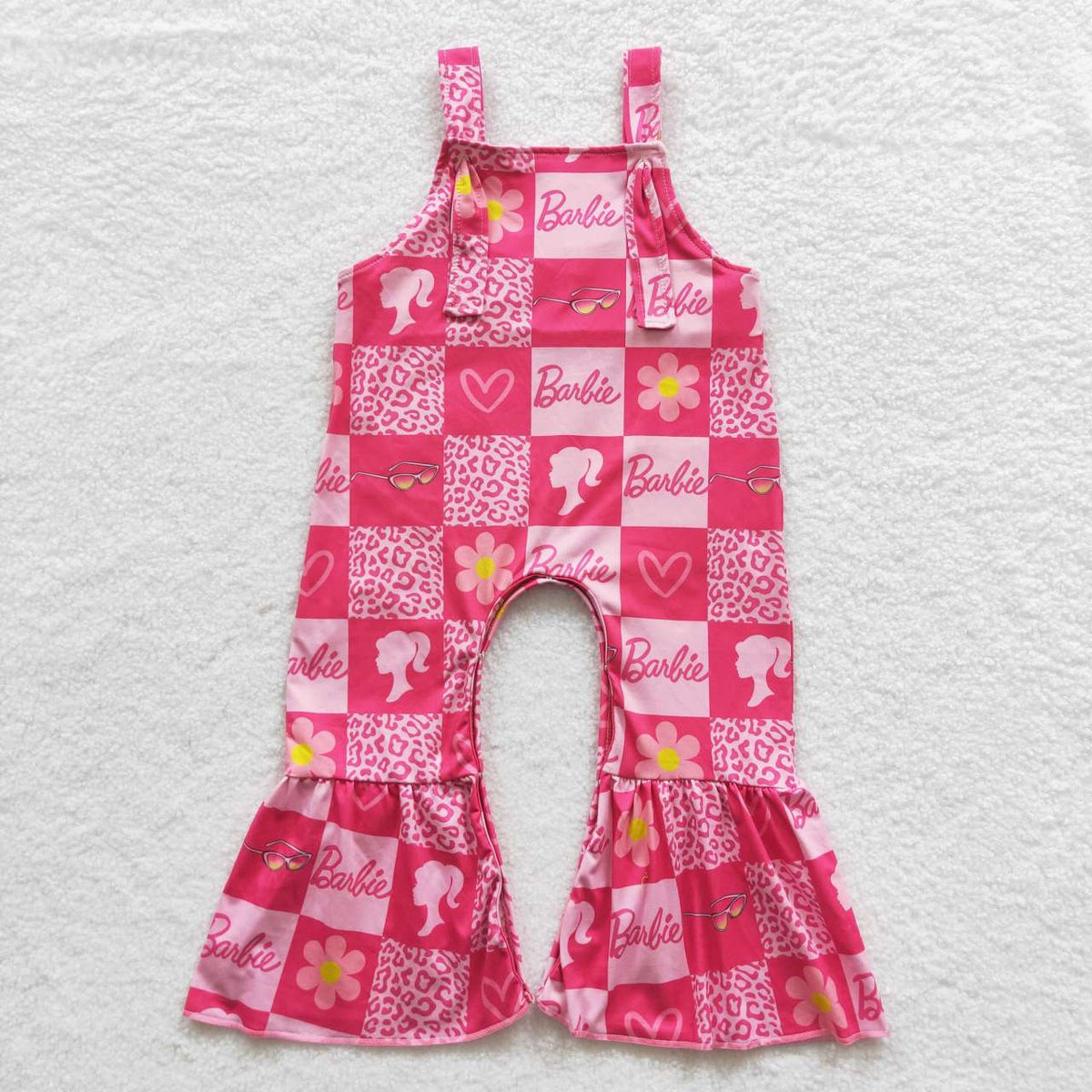 SR0382 Cute Clothes girl pink floral leopard jumpsuit