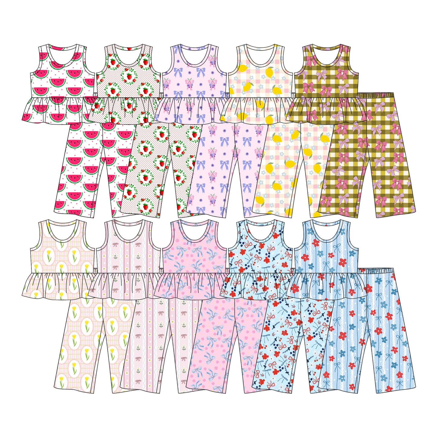 3.25 Custom moq 5 mix size Sibling Baby Girl's Sleeveless Top And Pants Set Outfit