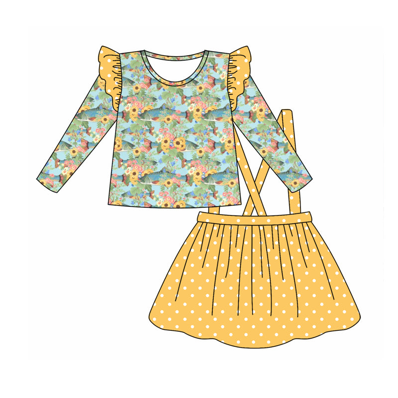 8.29 custom each style moq 5eta 4-6week baby girls clothes floral yellow long sleeve dress=