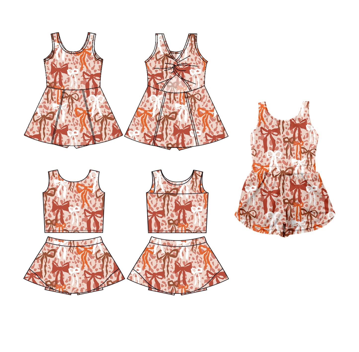 3.19 custom each style moq 5eta 4-6week Sibling Sister bow baby girls clothes Short sleeve yoga dress 1 and dress 2 and jumpsuit match family design