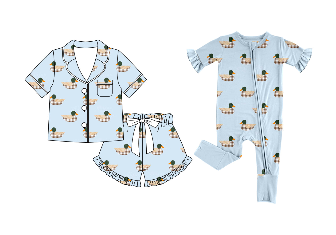 26.1.12 custom each style moq 5 eta 6-8week Sibling Sister duck baby girl short sleeve shorts sets and romper match design